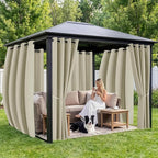 Outdoor Curtains for Patio Waterproof 6 Panels - Windproof, Privacy, Weatherproof Outside Drapes for Gazebo Pergola Porch, Grommet Top and Tab Bottom, 54x108 Inch, Taupe