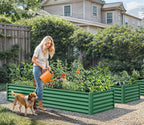 YITAHOME 72x36x18 in 2pcs Galvanized Raised Garden Bed Kit, Large Metal Planter Box with Gloves & Support Rod, Outdoor Flower Bed for Plants Vegetables, Green
