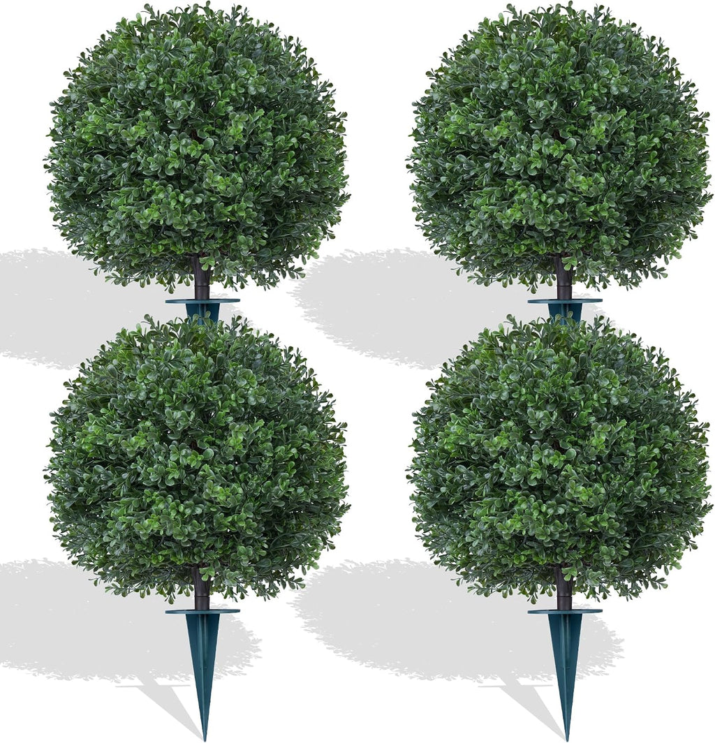 grooy artificial 4 pack boxwood topiary plant with, main product view