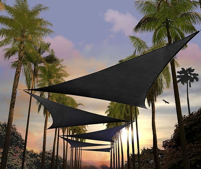 Amgo Custom Size 25' x 25' x 25' Black Triangle Sun Shade Sail Order to Make Canopy Awning UPF50+ AGSLT, 95% UV Blockage, Water & Air Permeable, 200GSM Commercial Standard (We Customize)