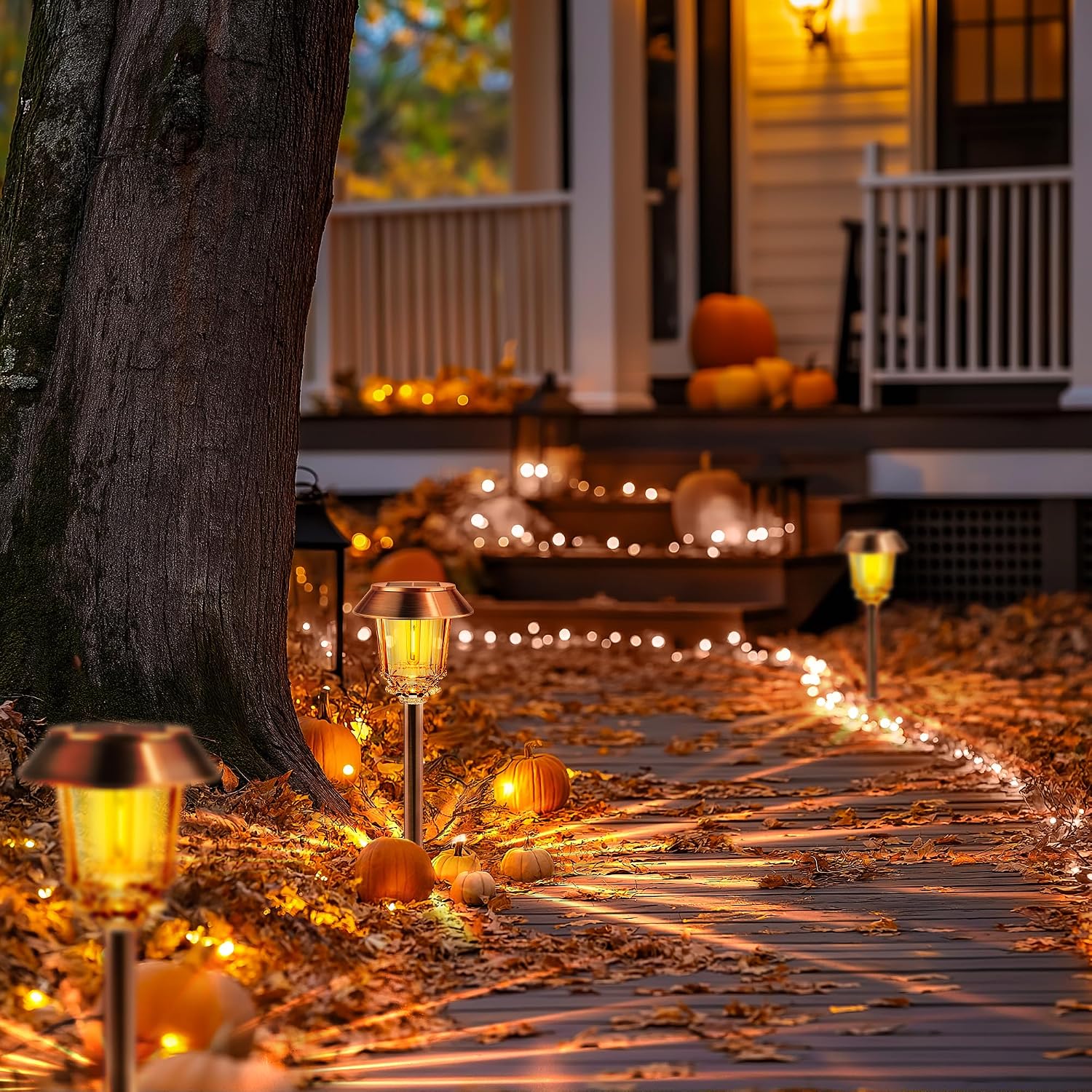 Solar Lights Outdoor Waterproof,10-40 LM Dimmable Glass and Metal | 4 Pack Bronze Pathway Lights, Solar Powered Garden Decor for Yard, Patio, Pathway, Driveway (Warm White)