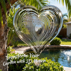 Wind Spinner 12-Inch Garden & Yard Decor, Birthday Gift for Mom | Hanging Yard Art, Garden Decoration for Outdoor and Indoor, Birthday Gift for Women, 3D Heart, Stainless Steel, 1 Pack