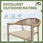 8 Pcs Stackable Patio Dining Chairs, Aluminum Rattan Outdoor Dining Chair with Arms, Woven Rope Garden Armchair Metal No Assembly for Bistro Balcony Porch Deck Yard Cafe Restaurant, Light Brown