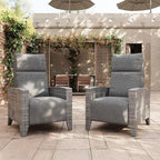 IDEALHOUSE Wicker Outdoor Recliner Reclining Patio Chairs with Adjustable Back & Footrest 150° Lay-Flat Reclining with Air Pump Rattan Flip-Up Side Table Outdoor Lounge Chairs for Pool Deck Balcony