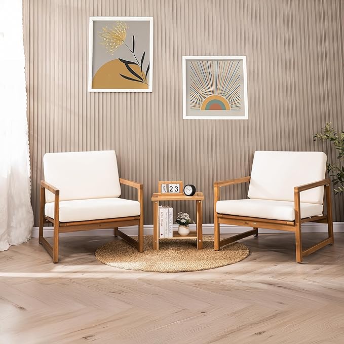 Double Adirondack Side Table, Weather-Resistant Rectangular End Table for Patio, Garden, Lawn, and Living Room. Ideal as a Stylish Indoor and Outdoor Side Table Companion, Light Natural
