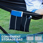 PNAEUT Double Hammocks with Stand for Outside, Portable Space Saving Heavy-Duty Steel Stand for Indoor Outdoor Patio with Carrying Bag, 450 lbs Capacity (Chasm)