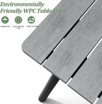 95" Patio Outdoor Dining Table for 8-10, Weather-Resistant Aluminum Frame with Wood-Grain Top & Umbrella Hole for Deck Gatherings, Grey