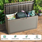 DRATO 60 Gallon Deck Box, Waterproof Resin Large Outdoor Storgae Box for Patio Furniture, Patio Cushions, Gardening Tools, Pool Supplies, Lockable（Gray，60 Gallon）
