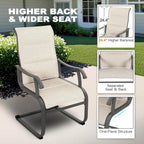 NUU GARDEN Patio Dining Chairs Set of 2, High-Back Outdoor Chairs with Breathable Textilene, All-Weather Metal Frame for Garden, Deck, Backyard and Porch, Grayish Beige