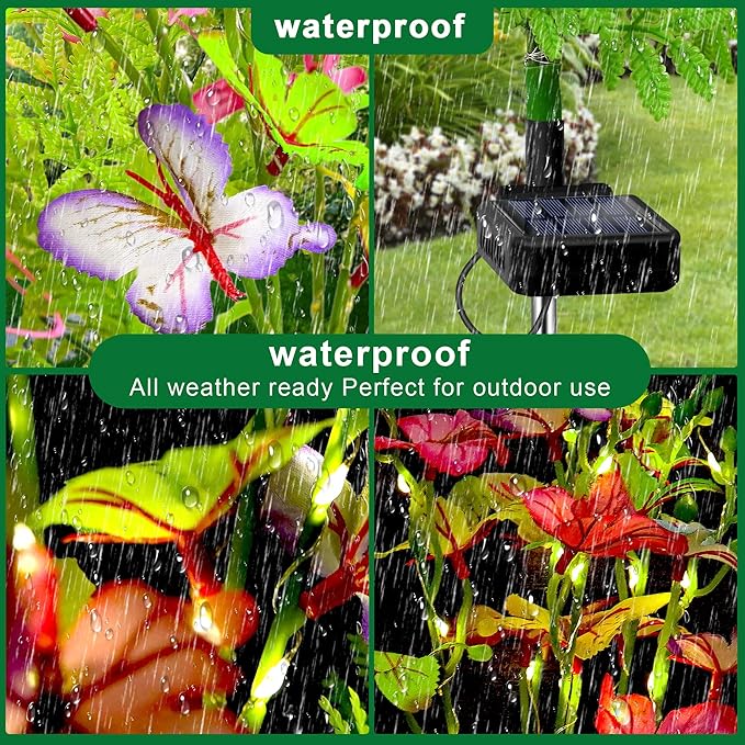 Solar Garden Lights Outdoor Waterproof,4 Packs Solar Swaying Butterfly Lights Decor,Gardening Butterfly Gifts for Mom Women,Solar Flowers Plant Lights Decorative Stakes for Yard Patio Lawn Pathway