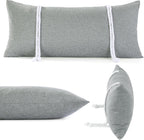 HOMBYS 32" x 14" Shredded Memory Foam Hammock Pillow for Outdoor, Waterproof and Weatherproof Pillow with Durable Ties (Gray)