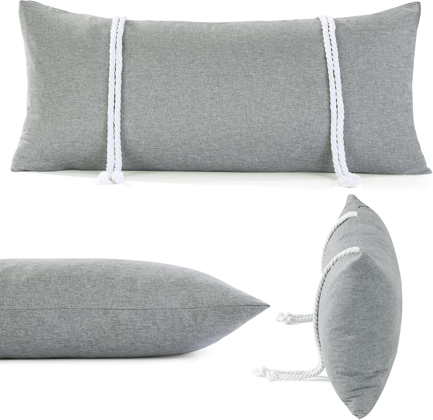 HOMBYS 32" x 14" Shredded Memory Foam Hammock Pillow for Outdoor, Waterproof and Weatherproof Pillow with Durable Ties (Gray)