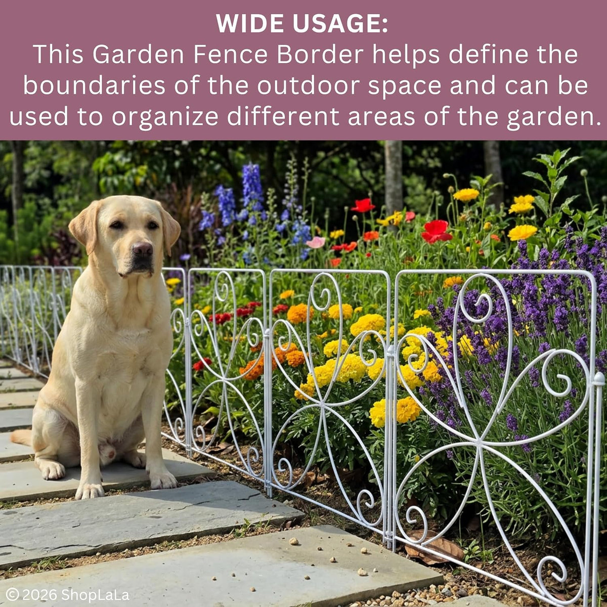 shoplala garden fence (10 panels) 12.5in(l) x 16.5in(h), side view