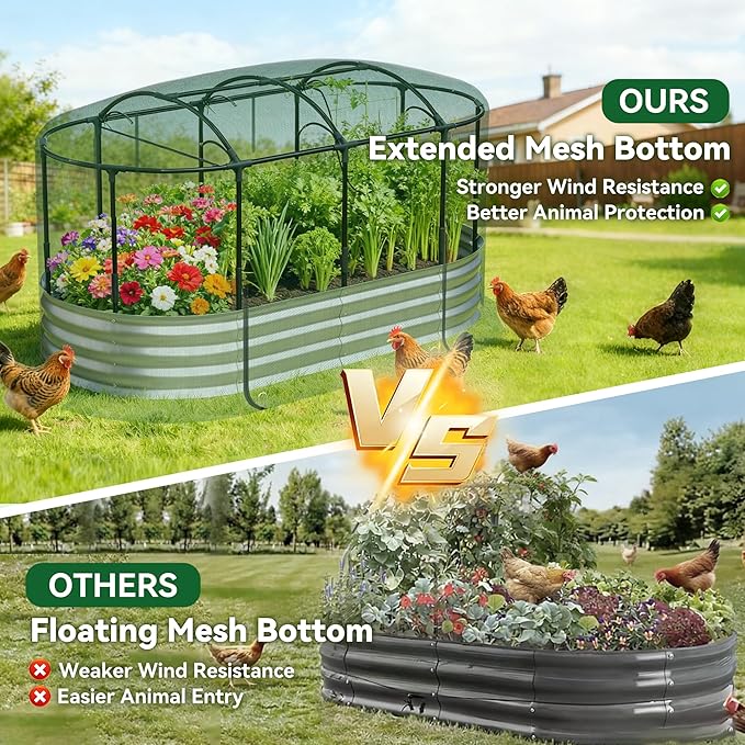 Raised Garden Bed with Sprinkler Timer and Self-Watering System, 6x3x1 ft Elevated Planter Boxes Outdoor with Mesh Cover, Galvanized Raised Beds for,Vegetables,Flowers, Backyard, Patio