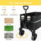 rosong collapsible wagon cart with wheels foldable, side view