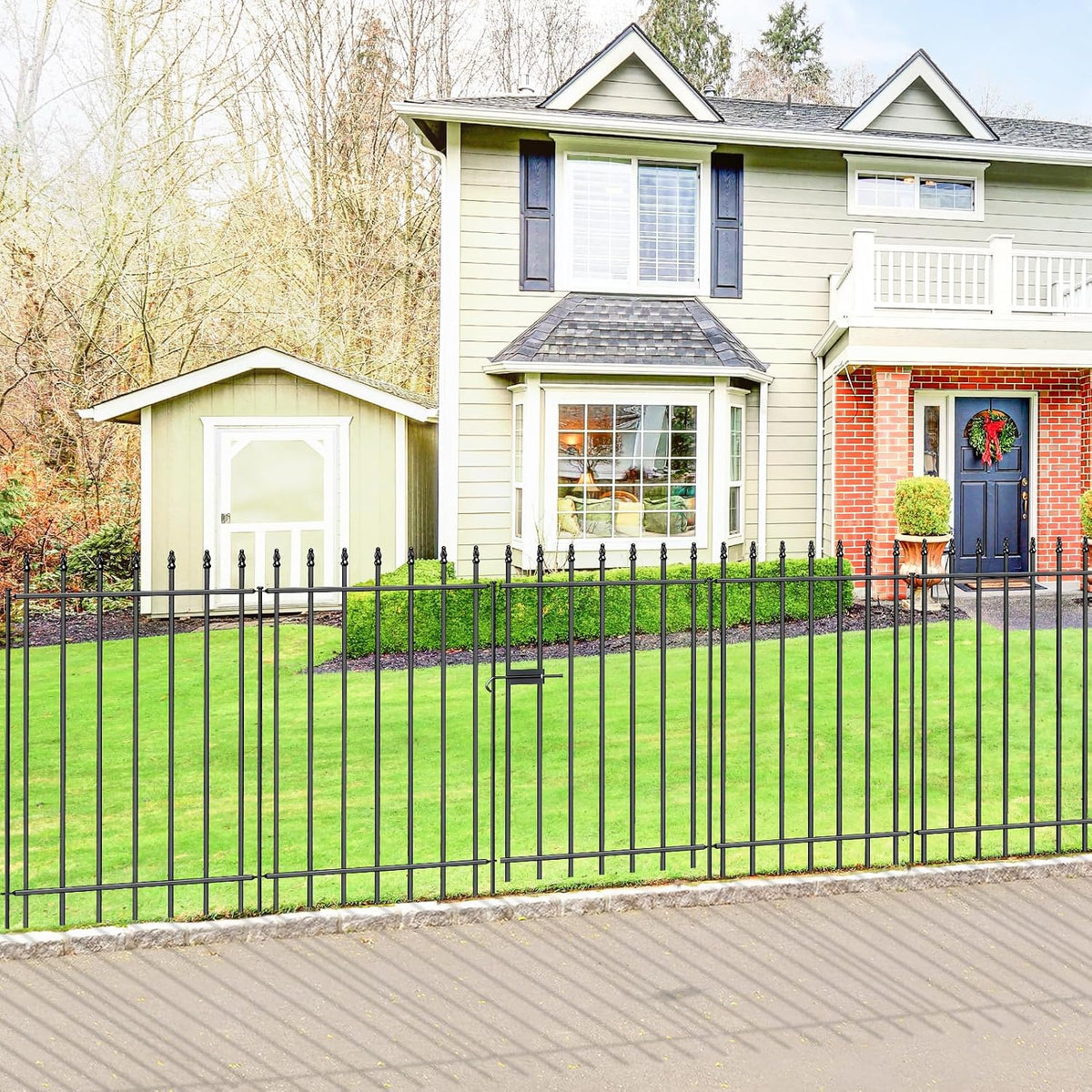 decorative metal garden fence with gate 36" x, main product view