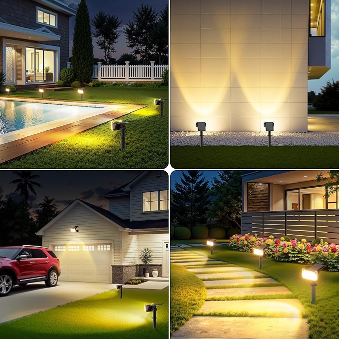 LETMY Solar Spot Lights Outdoor Waterproof with Bigger LED, Auto ON/Off 135°Adjustable Solar Lights Outdoor, 2-in-1 Wall Lights & 2 Modes Landscape Spotlights for Tree Yard Pathway Garden Decor 2Pack