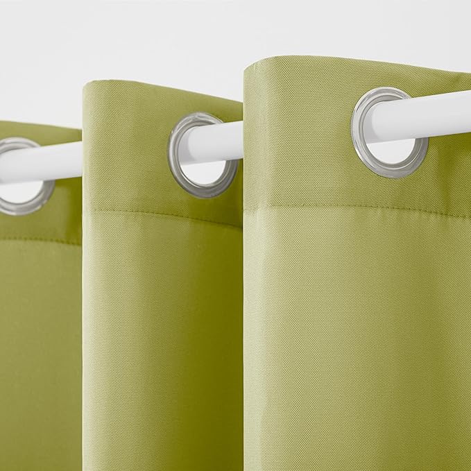 TOWN & COUNTRY BASICS Cabana Solid Heavyweight Indoor Outdoor Curtains, Light Filtering Opacity with Grommet Top, Water Repellent, 2-Pack Set, 54"x84", Kiwi Green