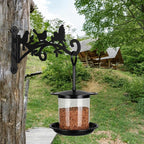 Metal Hanging Plant Bracket with Birdie Pattern 2 Pack – Heavy Duty Plant Hooks for Hanging Flower Baskets，Plants, Bird Feeder, Wind Chime - Indoor/Outdoor Use，Black Matte Texture (12 in)