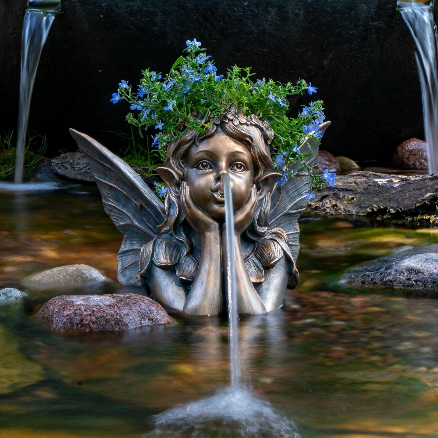 Aquascape Fairy Planter Spitter Fountain for Pond and Garden, 78370