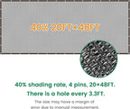 shade cloth, 20ft x 48ft 40% black outdoor shown in use