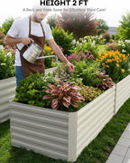 GarveeLife 6x3x2 ft Galvanized Raised Garden Bed, 24" Tall Metal Planter Box for Flowers Vegetables, Rust-Resistant Raised Garden Beds for Gardening, Easy Assembly Outdoor Garden Box & Planters,Beige