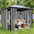 Outdoor Curtains for Patio Waterproof 6 Panels - Windproof, Privacy, Weatherproof Outside Drapes for Gazebo Pergola Porch, Grommet Top and Tab Bottom, 54x120 Inch, Grey