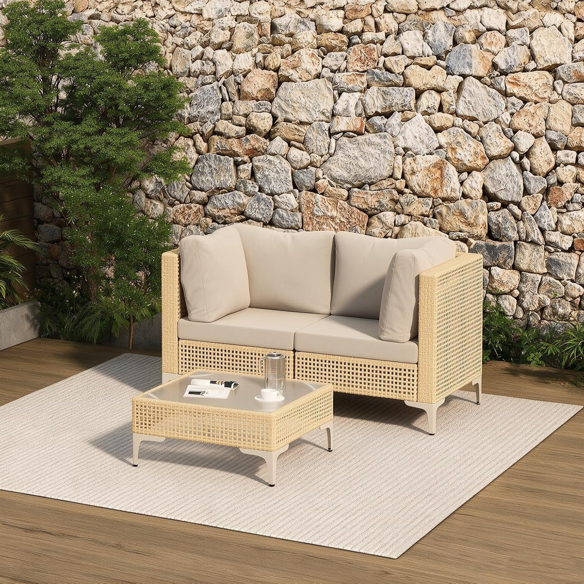 boho outdoor patio furniture set - 3 piece, main product view
