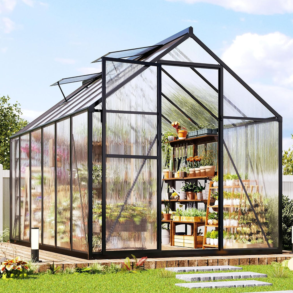 jocisland 6x12 ft walk-in polycarbonate greenhouse with 2, main product view