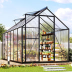 jocisland 6x12 ft walk-in polycarbonate greenhouse with 2, main product view