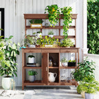 66" large outdoor farmhouse wooden potting bench table, main product view