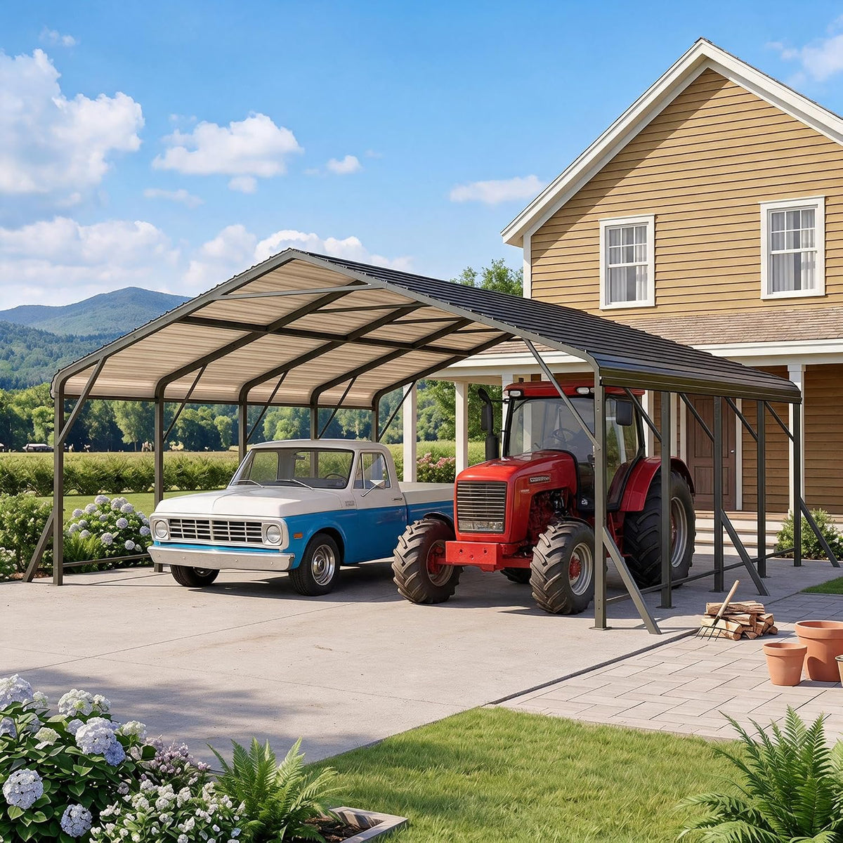 wisteria lane 20'x20' metal carport, heavy duty carport, main product view