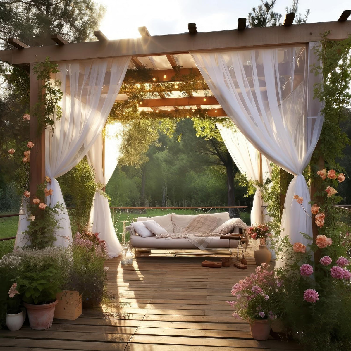 white diy mosquito net fabric | 10x30 ft, side view
