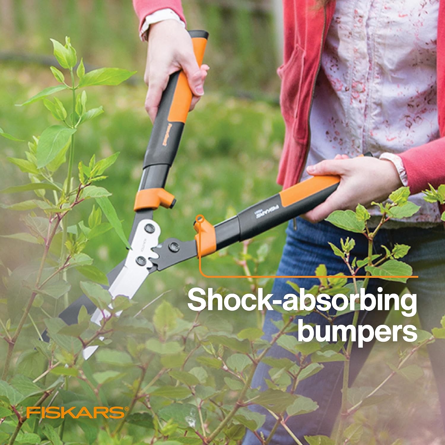 Fiskars 23" PowerGear2 Garden Hedge Shears, Hedge Clippers, 10" Blades | PowerGear2 Technology Multiplies Power for Less Effort, SoftGrip Handles and Shock-Absorbing Bumpers