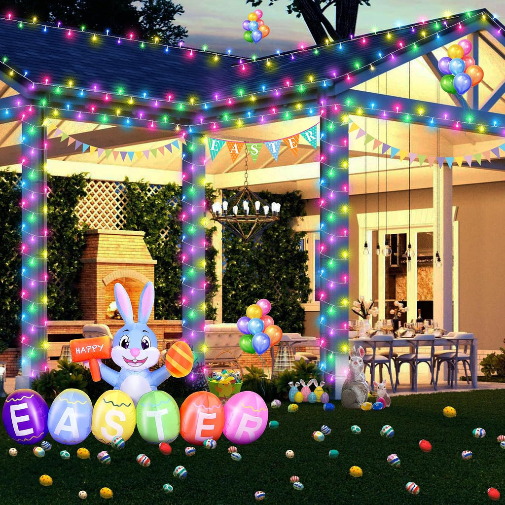 Joomer Easter String Lights 33FT 100LED String Lights | with 8 Modes Timer Connectable Waterproof Plug in Indoor Outdoor, Pastel Fairy light for Easter Decorations