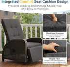Green4ever Outdoor Patio Recliner with Independently Adjustable Backrest and Footrest, All-Weather Wicker Patio Chair, 160° Lay Flat Patio Reclining Lounge Chair for Backyard Garden, Grey