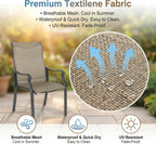 2 PCS Patio Dining Chairs, Iron Frame All Weather Resistant Textilene Chairs, Outdoor Chairs with Backrest and Armrest, Dark Brown