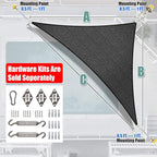 Amgo Custom Size 9' x 16' x 18.4' Black Right Triangle Sun Shade Sail UPF50+ AGTAPRT12, Order to Make Canopy Awning, 95% UV Blockage, Water & Air Permeable, Commercial Standard (We Customize)