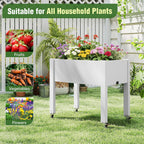 elevated raised garden bed with wheels,planter box,ashen-26.3" h showing dimensions