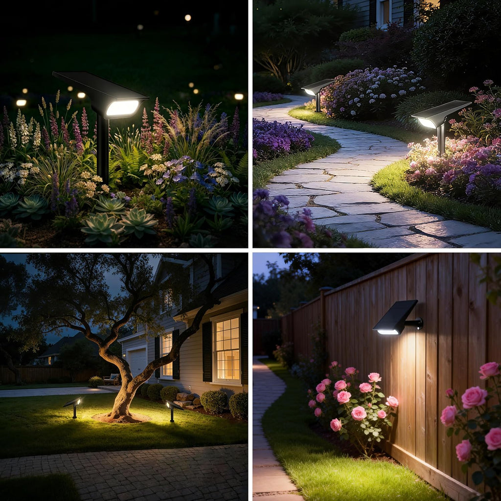 Solar Spotlights Outdoor Waterproof 4000mAh 3 Color with Remote | LED Landscape Spot Light with Timer & Adjustable Brightness for Pool, Trees, Flags, House Wall & Yard Decor