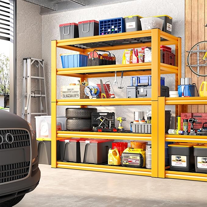 REIBII Garage Shelving Load 3200LBS, 5-Tier Storage Shelves, Adjustable Heavy Duty Metal Shelving Unit for Pantry, Basement, Warehouse, 72" H x 36" W x 16" D