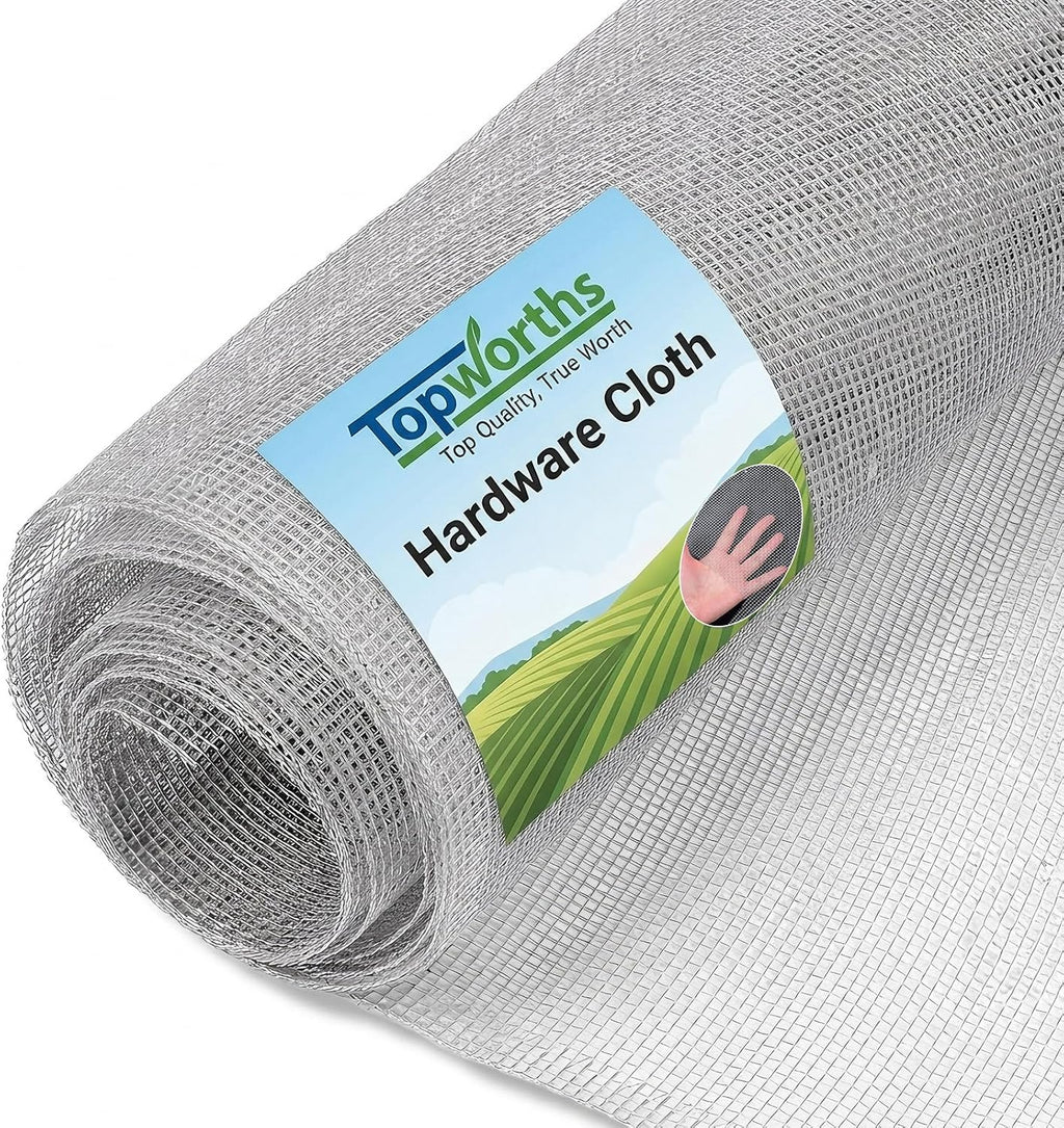 Hardware Cloth 1/8 inch Chicken Wire Mesh Fencing 16" x 10', 27Ga | Hot-Dip Galvanized Steel Fence Wire Mesh for Bee Screen Poultry Netting Plant Supports