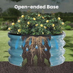 ZXZYHFTY Round Galvanized Raised Garden Bed kit, Blue Outdoor Garden Raised Planter Box, Round Large Metal Raised Garden Beds for Vegetable 2 * 2 * 1ft 3 Pcs