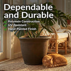 Sunnydaze 20-Inch Anjelica Large Plastic Pot for Plants - Outdoor Double-Walled Large Plastic Planter with Drillable Drainage Holes - Rust