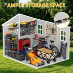 pipleo 8x10 ft resin outdoor storage shed with shown in use
