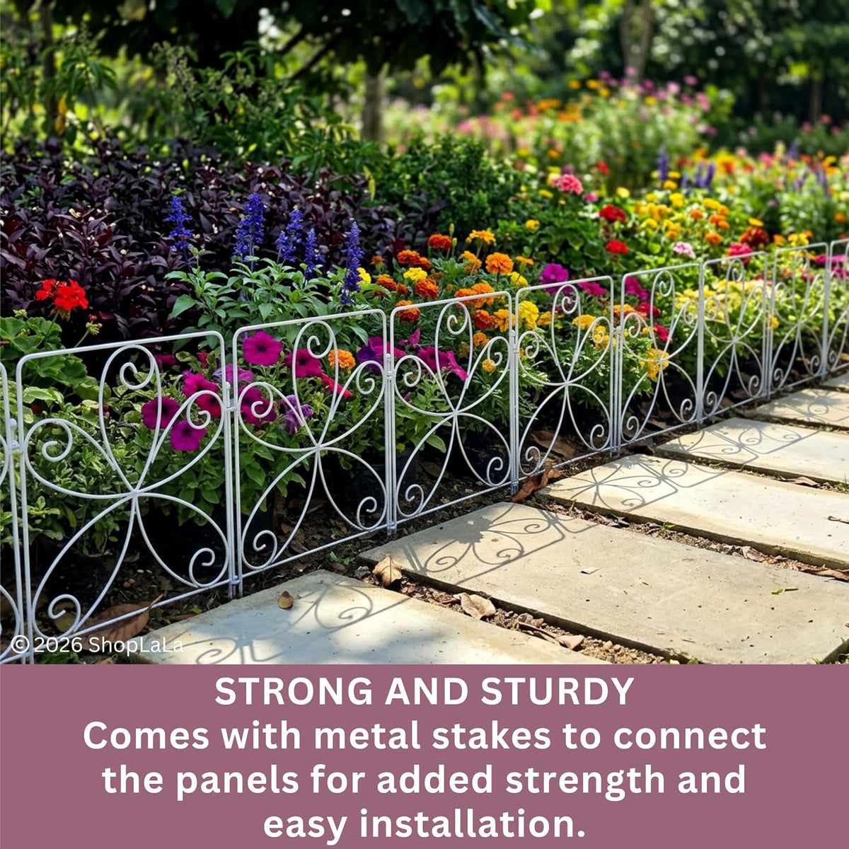 shoplala garden fence (10 panels) 12.5in(l) x 16.5in(h) on a desk or shelf