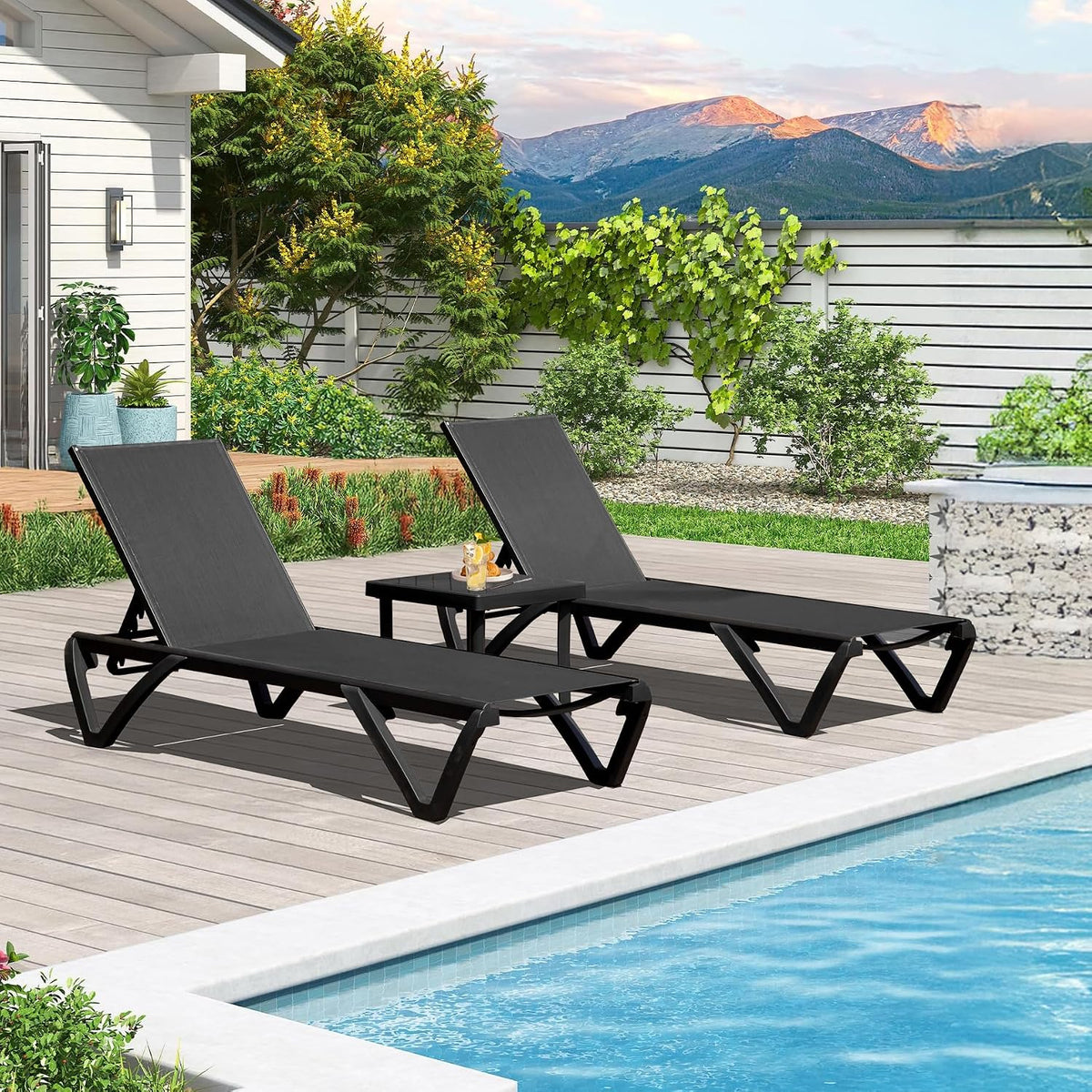 domi patio lounge chairs set of 3, aluminum, main product view