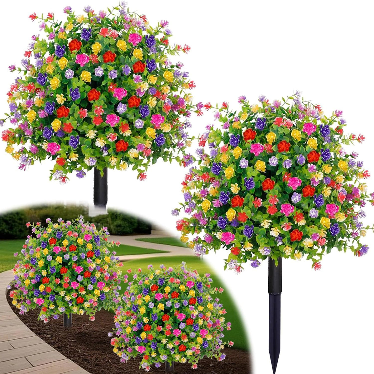 outdoor artificial flowers with spike, 23.6 inch fake, main product view