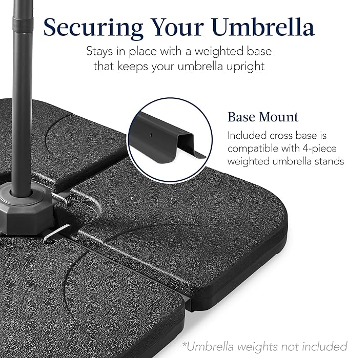 Best Choice Products 10ft Solar LED Offset Cantilever Hanging Market Patio Umbrella, Smooth 360° Rotation, 8 Sturdy Ribs, Easy Adjustment - Gray