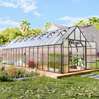 wacasa 32x10x10 ft polycarbonate greenhouse with aluminum frame, main product view